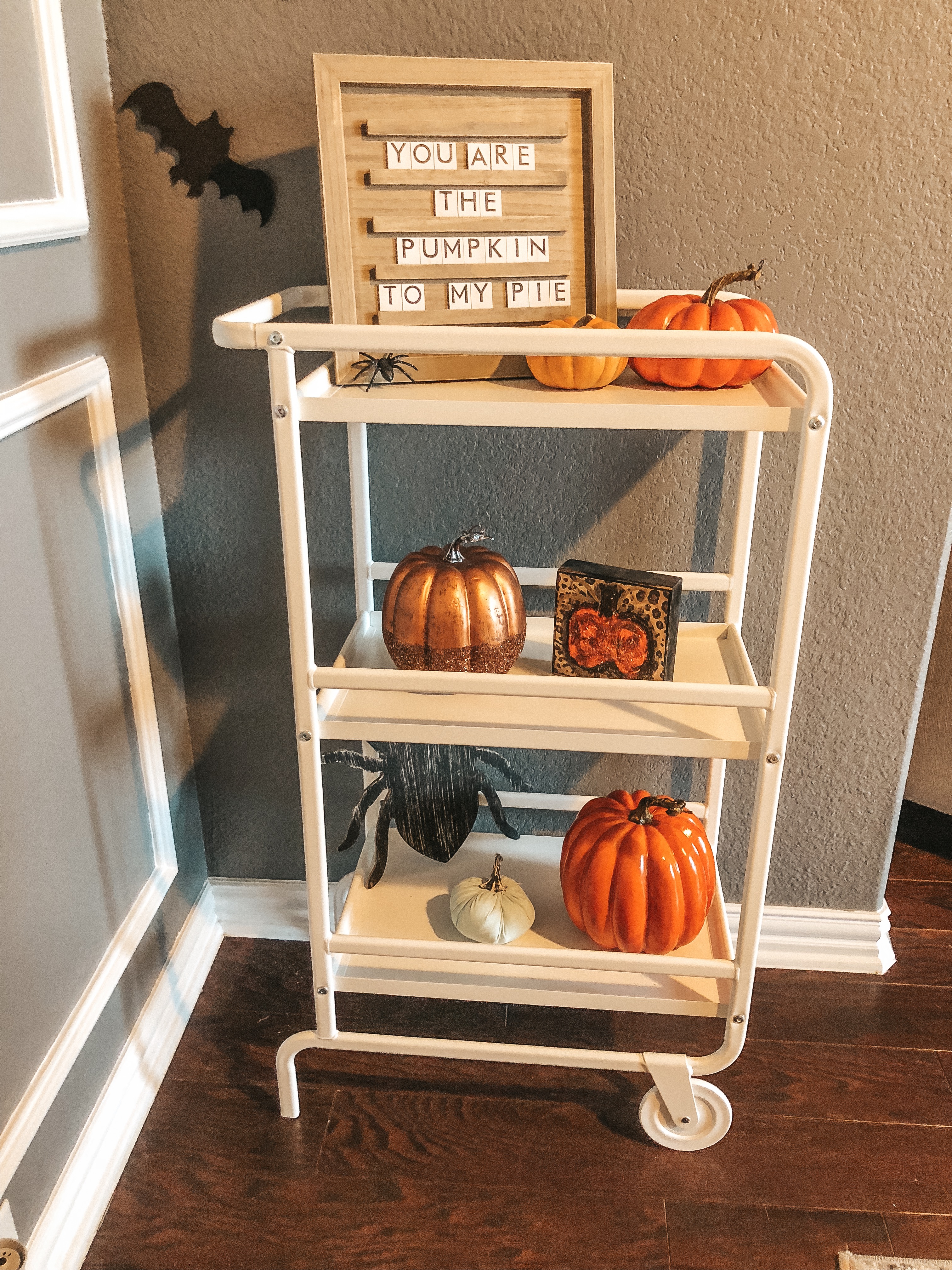 Fall Decor, Halloween Decor, Pumpkin Party, Ikea Bar Cart, Halloween Bar Cart, Fall Bar Cart